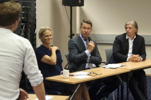 Politikerpanel med Ingvil Tybring-Gjedde (Frp), Ola Elvestuen (V) og Terje Aasland (Ap)